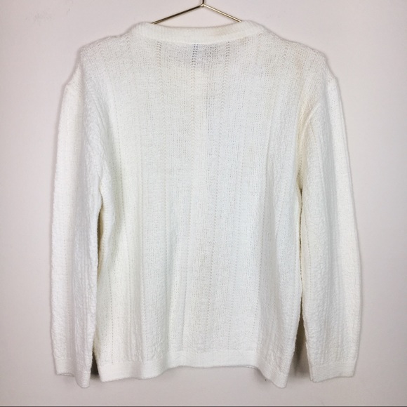 VTG CREAM KNIT BUTTON UP CARDIGAN - Picture 2 of 5